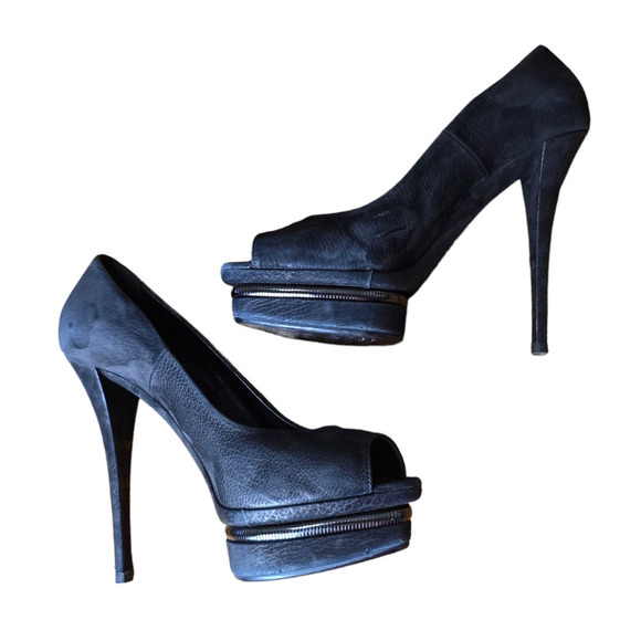 Le Silla suede black pumps platform heels size 9 - Picture 3 of 10